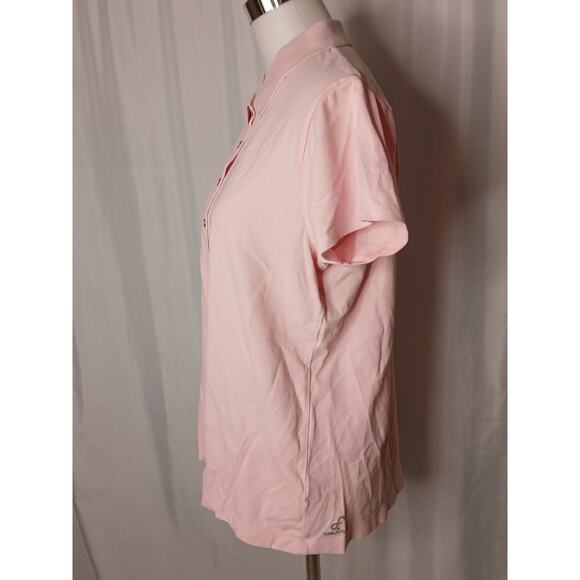 Ably Button Front Filium Activated Calla Polo Shirt Pink Plus Size XXL - Picture 10 of 10